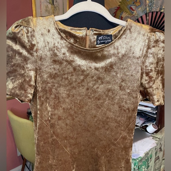 Ronny Kobo Torn Mina Gold Crushed Velvet Mini Dress. Size Medium Retail $225 - Picture 4 of 8